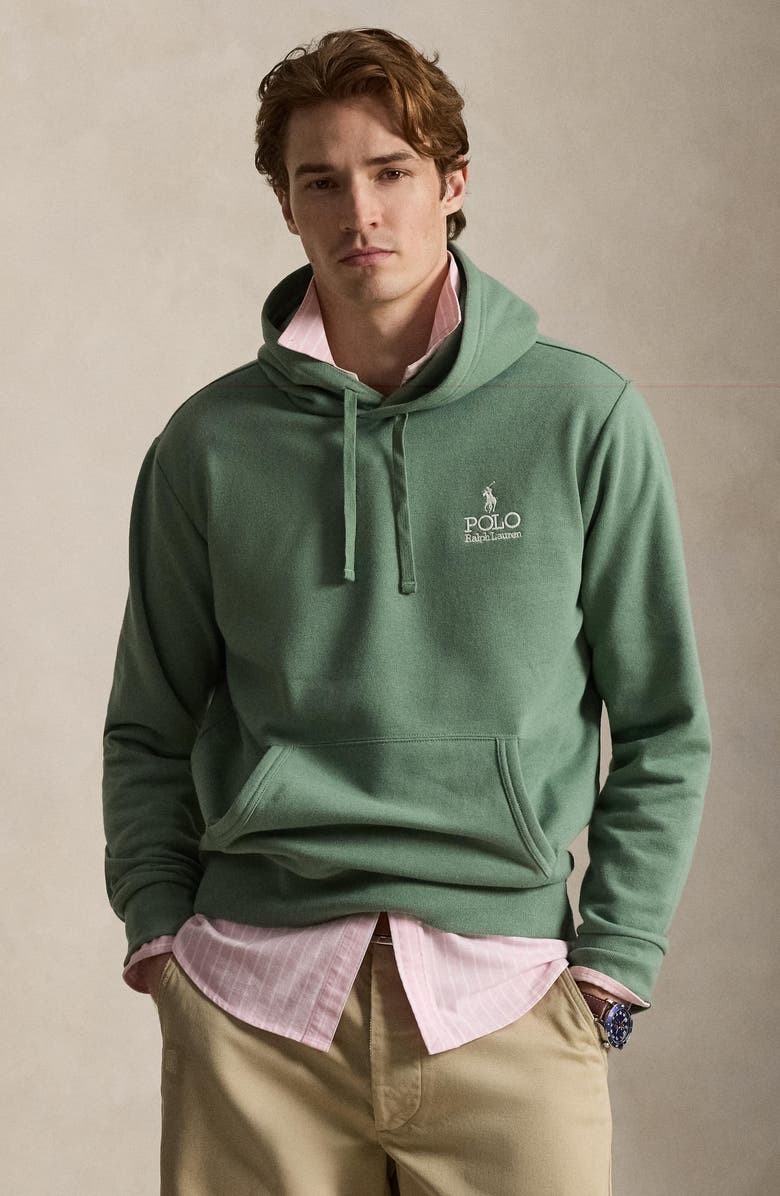 Polo Ralph Lauren Logo Embroidered Cotton Blend Fleece Hoodie, Alternate, color, Fatigue