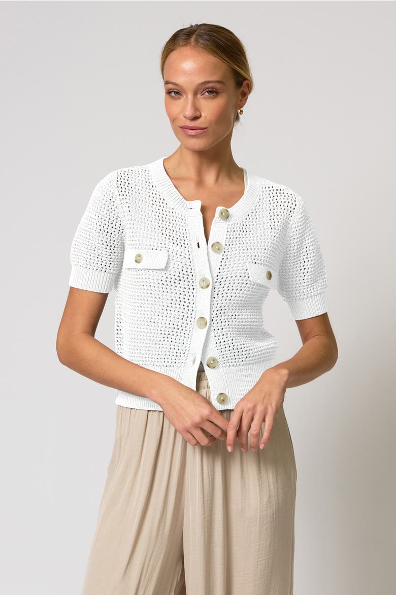 Iris Tape Yarn Cardi, Main, color, WHITE