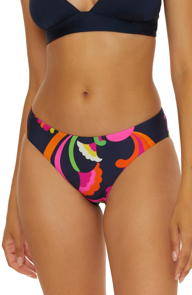 Trina Turk Poolside Reversible Hipster Bikini Bottoms, Alternate, color, Navy/ Multi