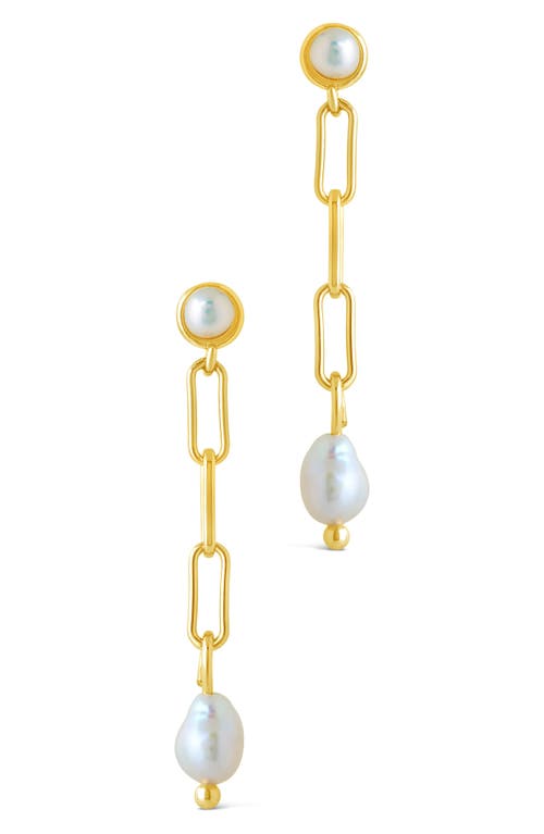 Sterling Forever Fayelynn Mother Of Pearl Chain Drop Earrings In Gold