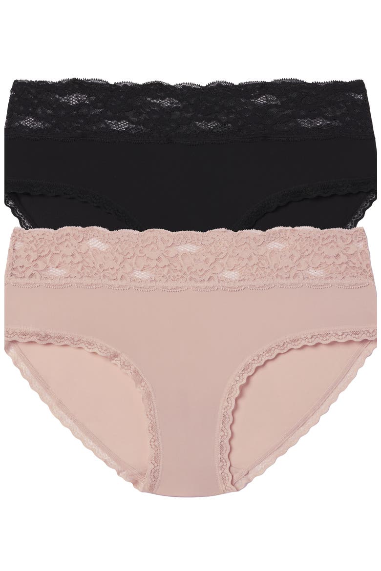 Goddess Lace Trim Hipster 2-Pack, Main, color, Black/Romance