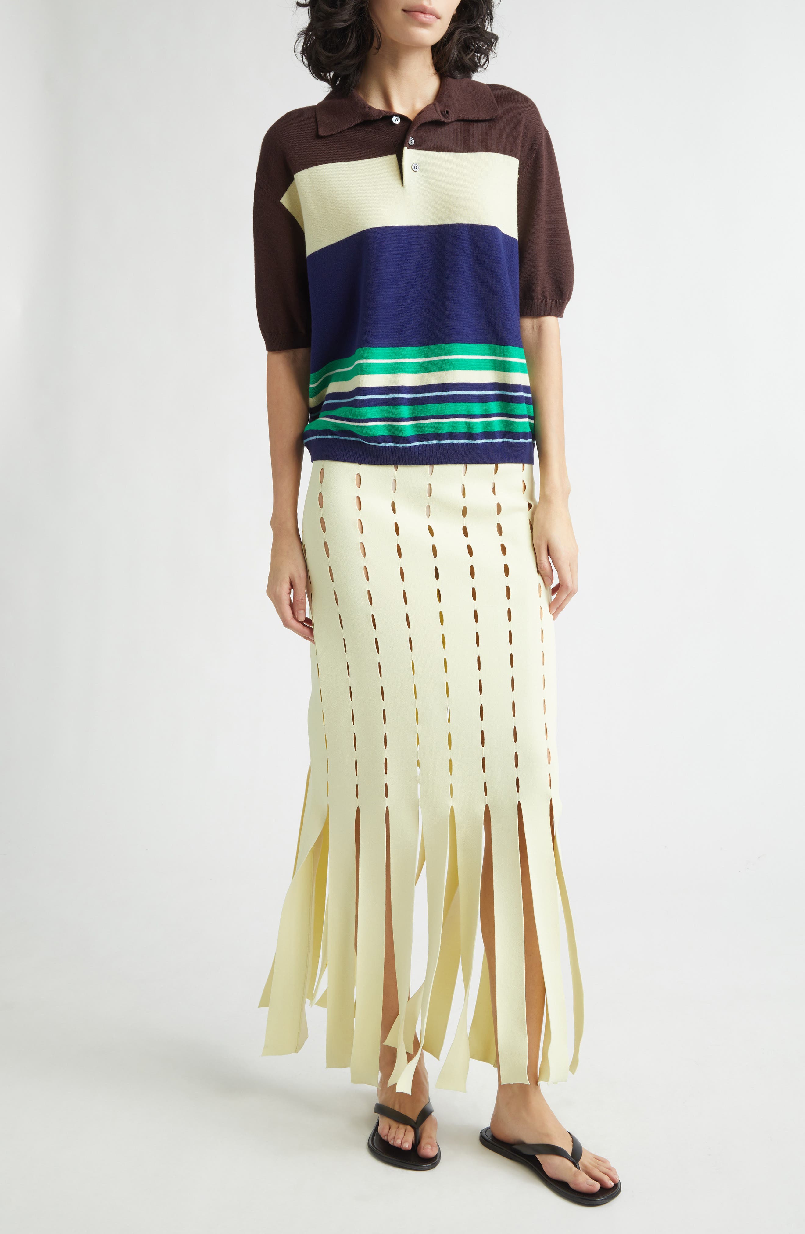 Luke Stripe Merino Wool Polo - image 2