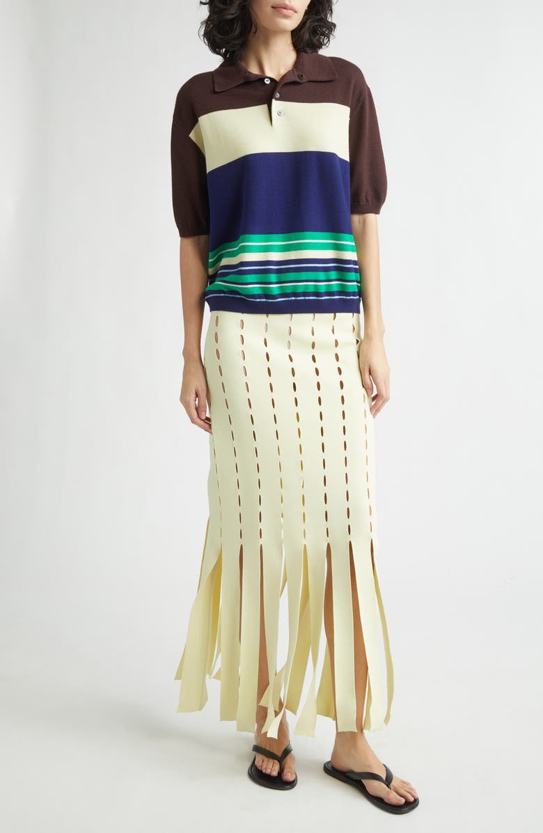 ZANKOV Luke Stripe Merino Wool Polo, Alternate, color, Rust Multi