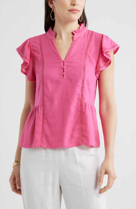 Ruffle Sleeve Popover Top
