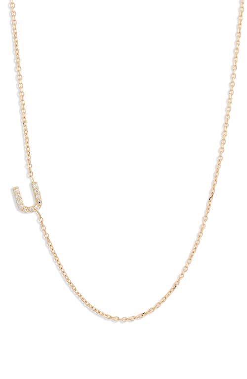 Anzie Love Letter Pavé Diamond Initial Pendant Necklace in Gold-U 