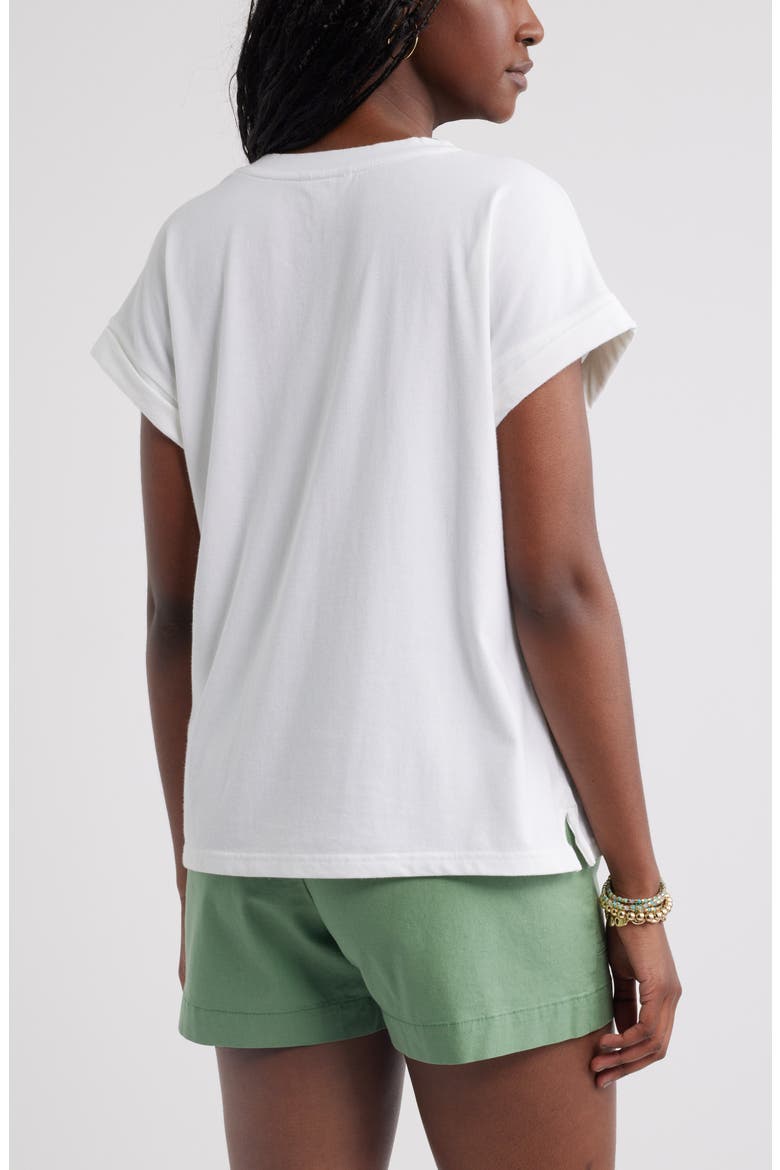 Roll Cuff V-Neck T-Shirt, Alternate, color, WHITE