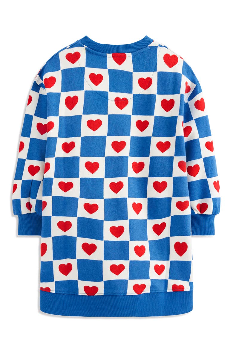Kids' Cotton Sweatshirt Dress, Alternate, color, BLUE HEART STAMP