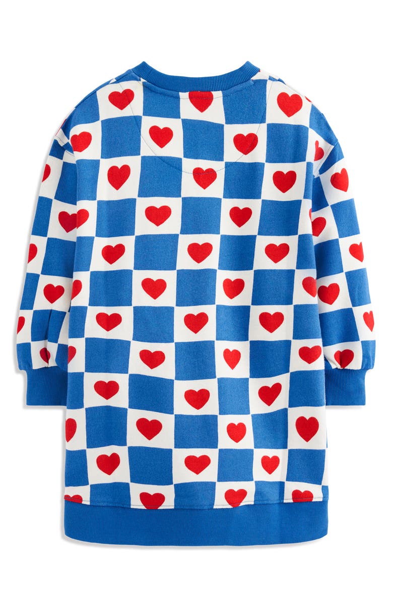 Mini Boden Kids' Cotton Sweatshirt Dress, Alternate, color, Blue Heart Stamp