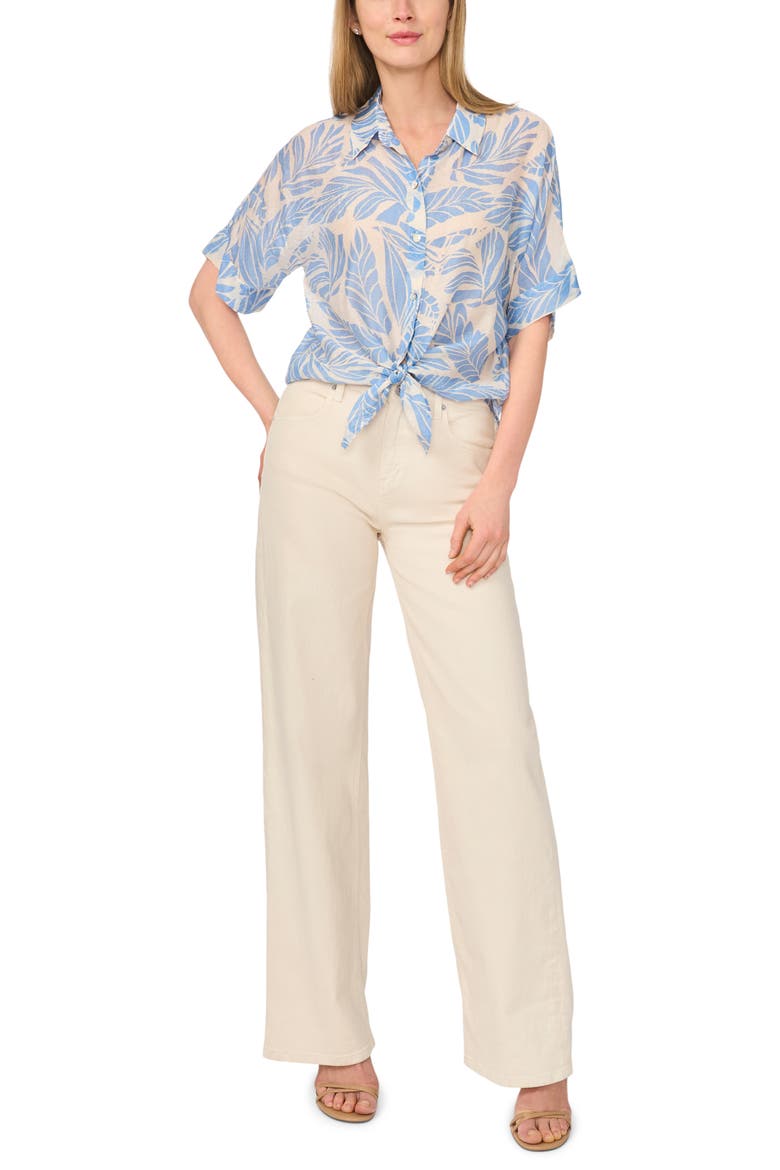 Tie Front Sleeve Top, Alternate, color, DENIM