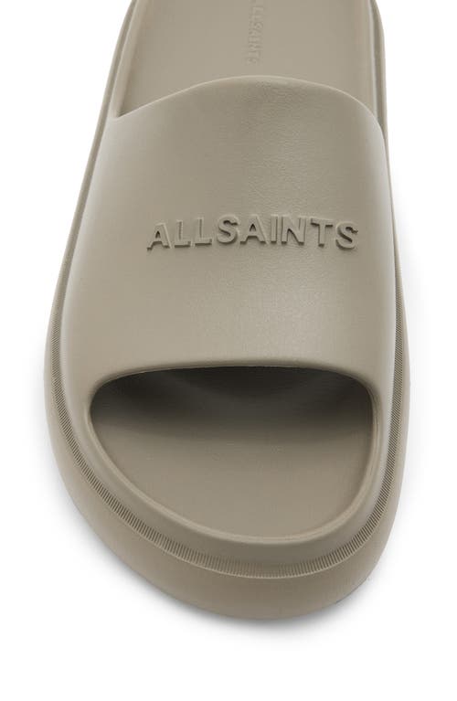 Allsaints Dune Slip On Logo Slides In Stone Grey