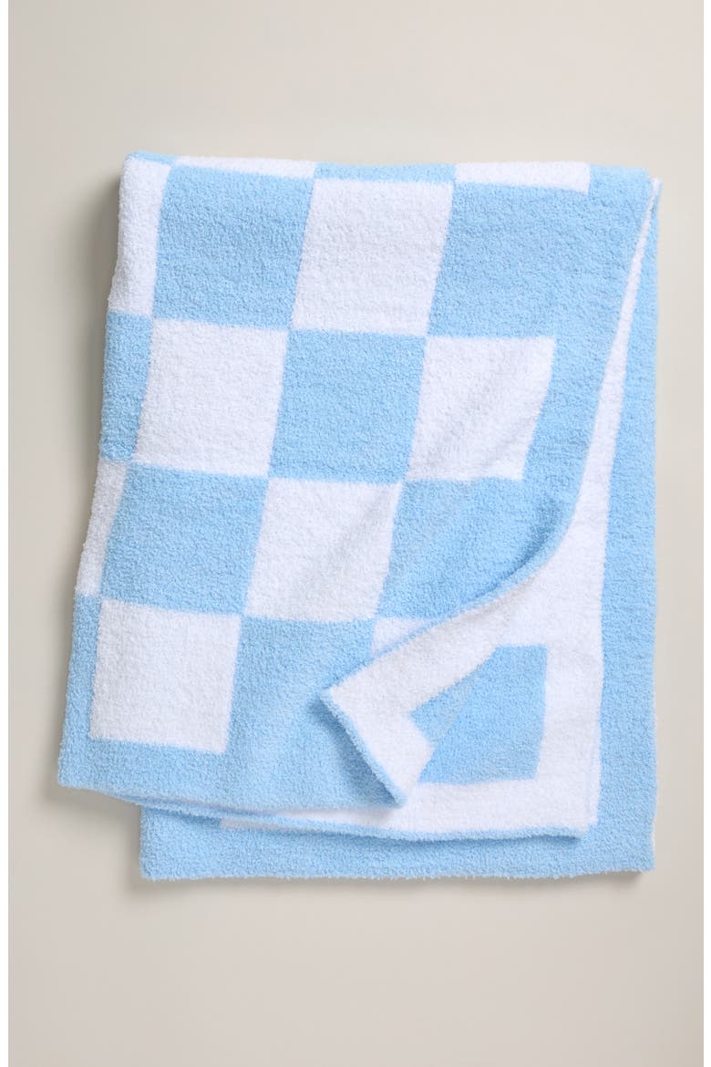 Print So Soft Chenille Blanket, Main, color, BLUE QUIET WHITE CHECKERED