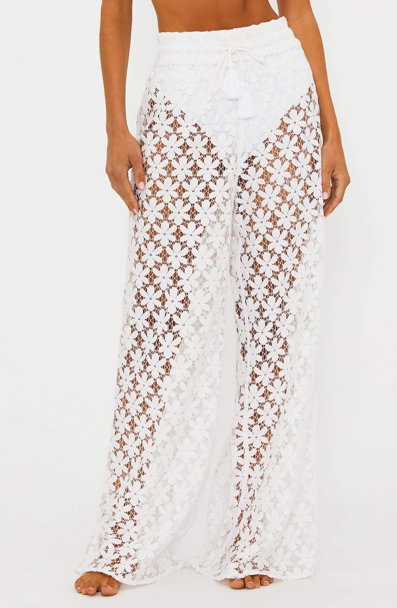Beach Riot Foster Wide Leg Lace Cover-Up Pants, Main, color, 
