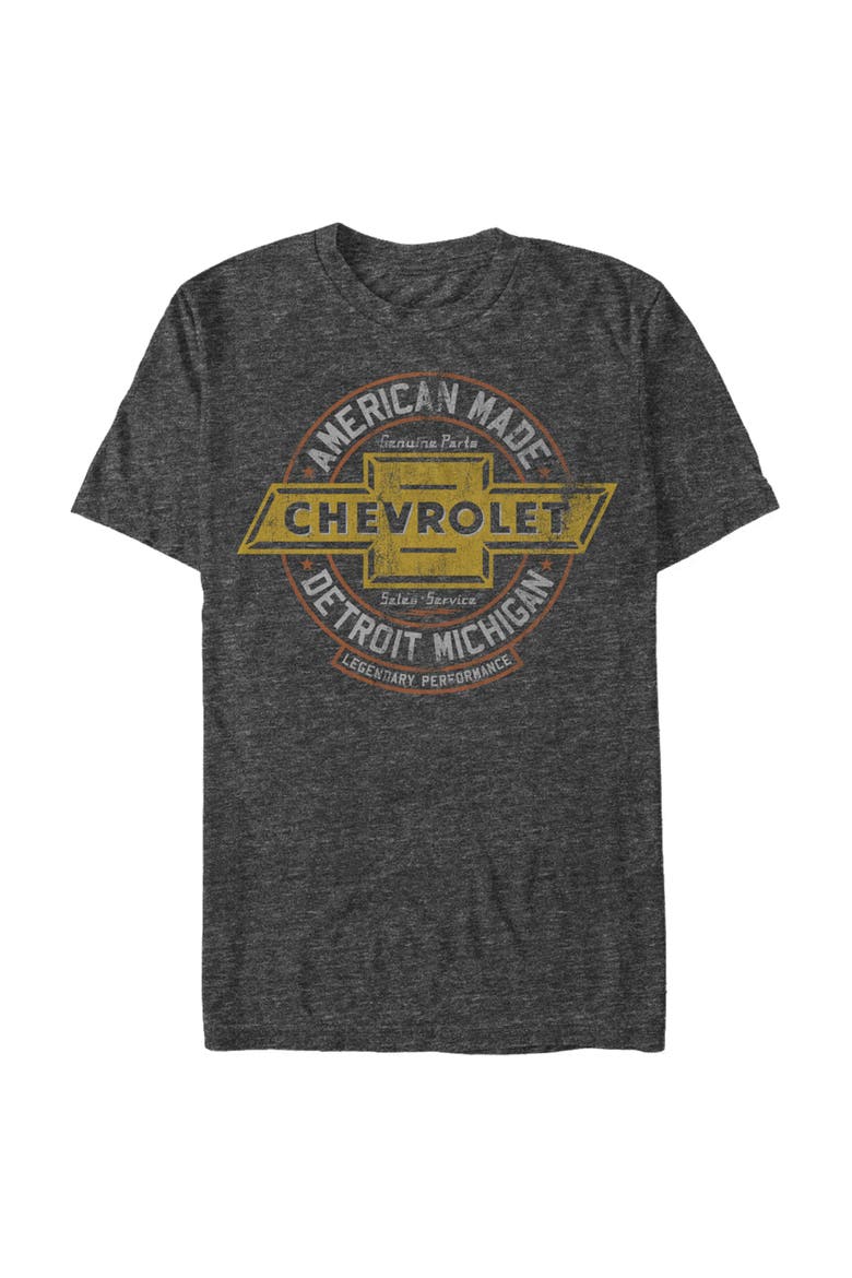 Men's General Motors American Made Distressed Logo  Graphic T-Shirt, Main, color, Charcoal Heather