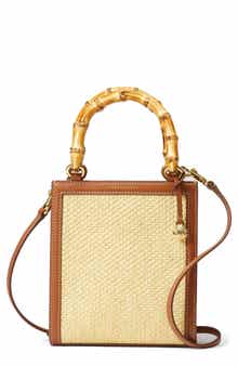 Veronica Beard Small Bamboo Raffia Shopper