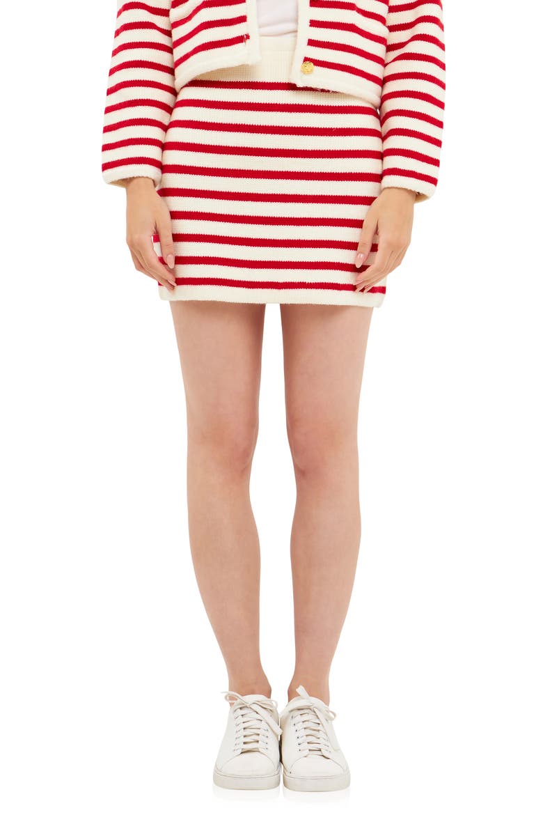 Stripe Miniskirt, Main, color, RED/CREAM