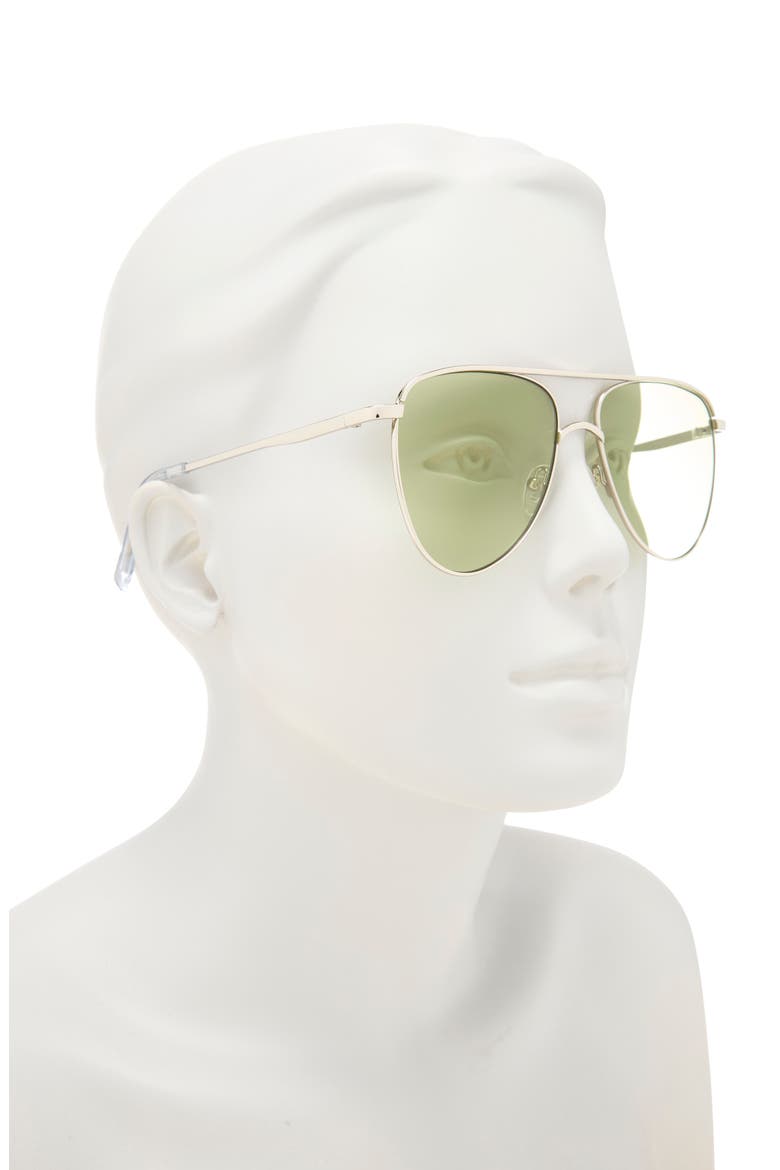 The Duke 57mm Aviator Sunglasses, Alternate, color, SILVER