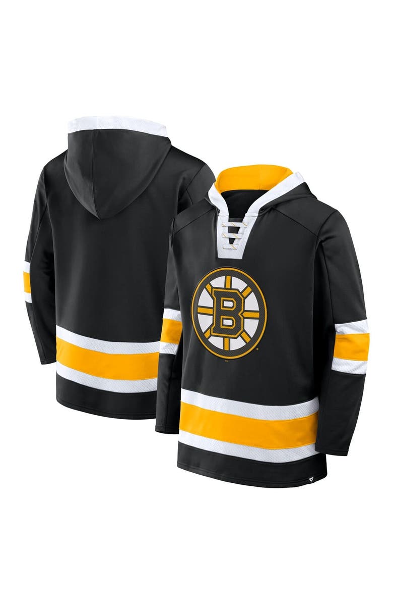 FANATICS Men's Fanatics Black Boston Bruins Inside Line Fleece Pullover Hoodie, Alternate, color, Black