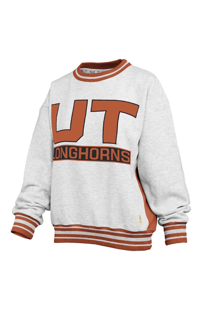 PRESSBOX Women's Pressbox Heather Gray/Texas Orange Texas Longhorns Endzone Crewneck Sweatshirt, Alternate, color, Heather Gray