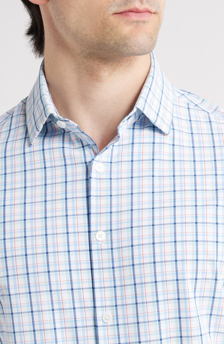 Mizzen+Main Leeward Trim Fit Plaid Button-Up Shirt, Alternate, color, Turquoise Travis Plaid
