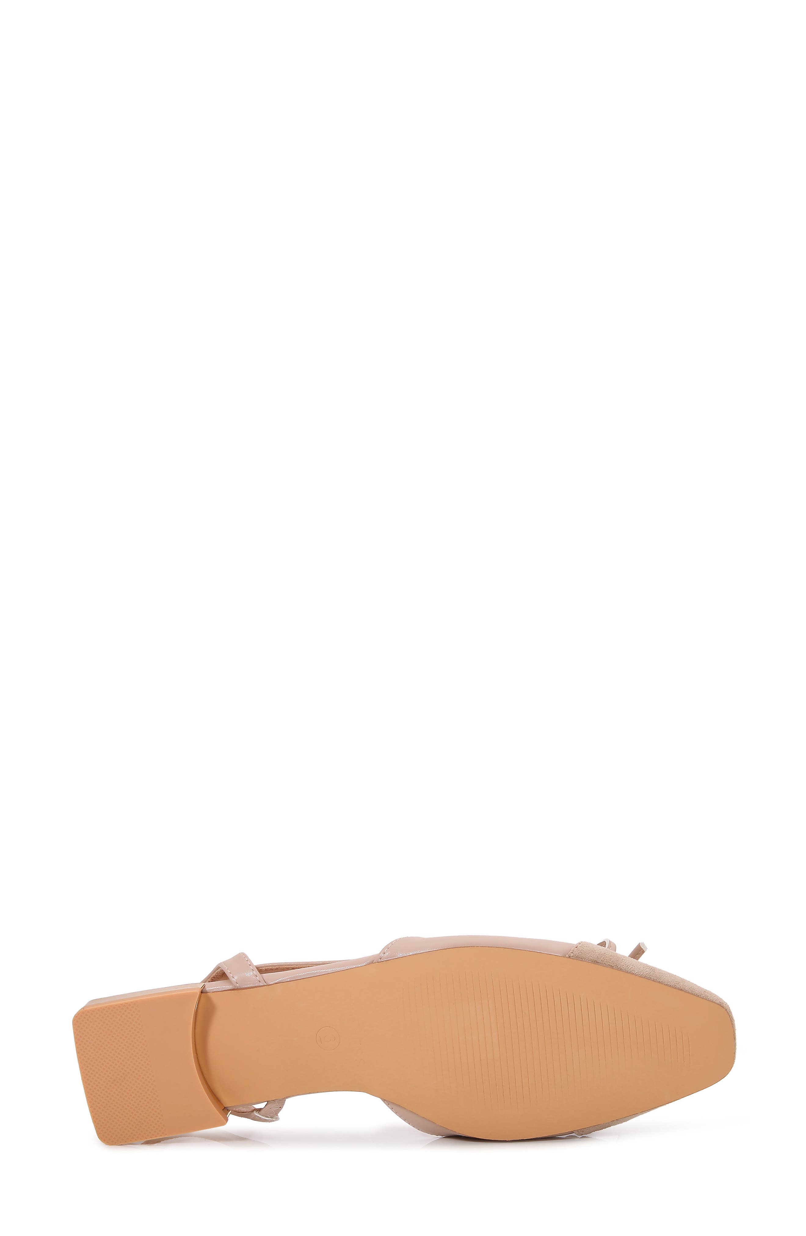 Bow Toe Cap Faux Leather Slingback Flat, Alternate, color, BEIGE COMBO