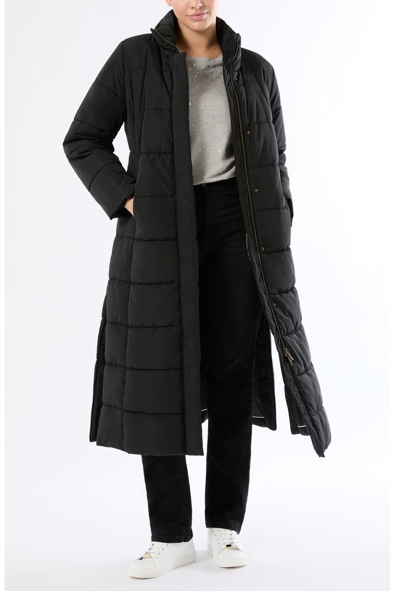 Quark Water Repellent Quilted Coat, Main, color, BLACK