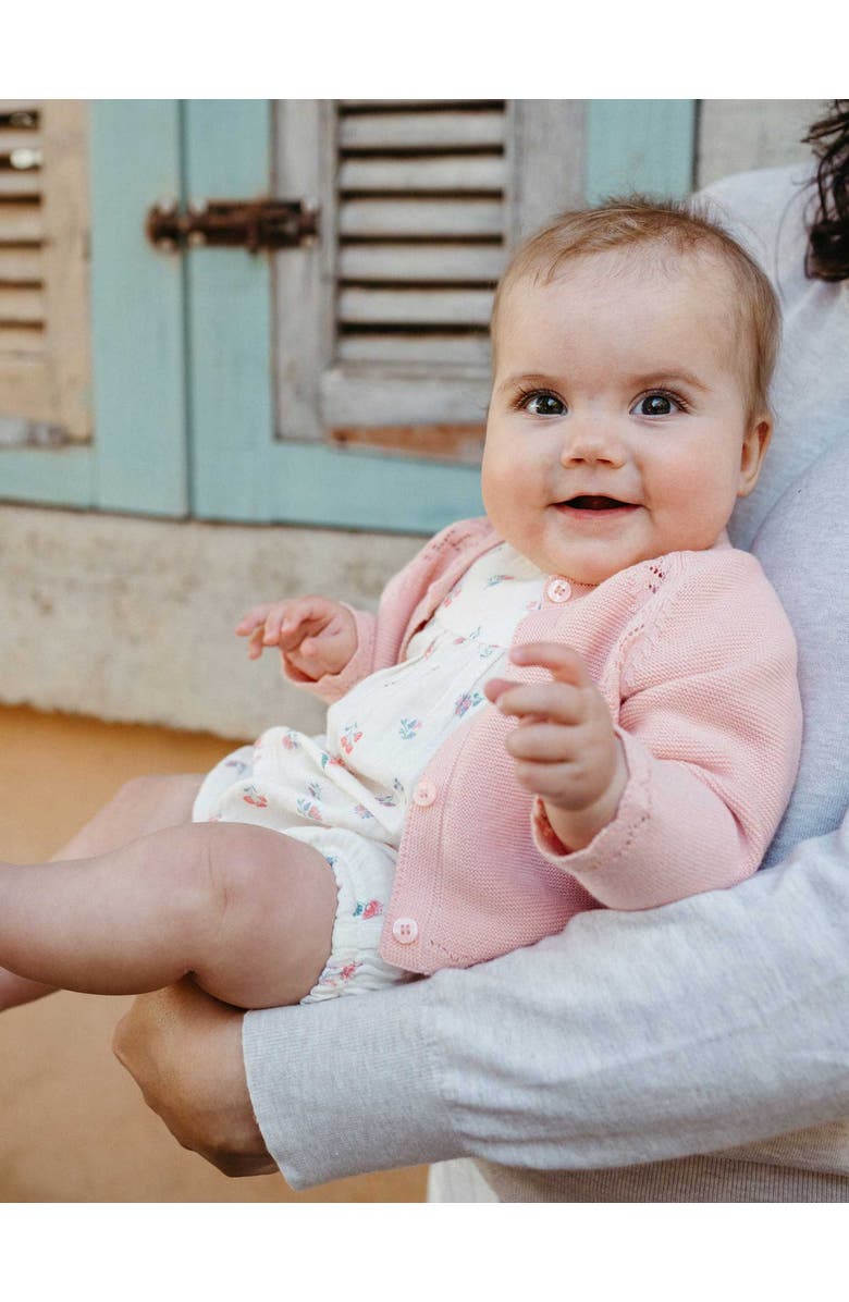 Purebaby Scalloped Knit Cardigan, Alternate, color, Guava Melange