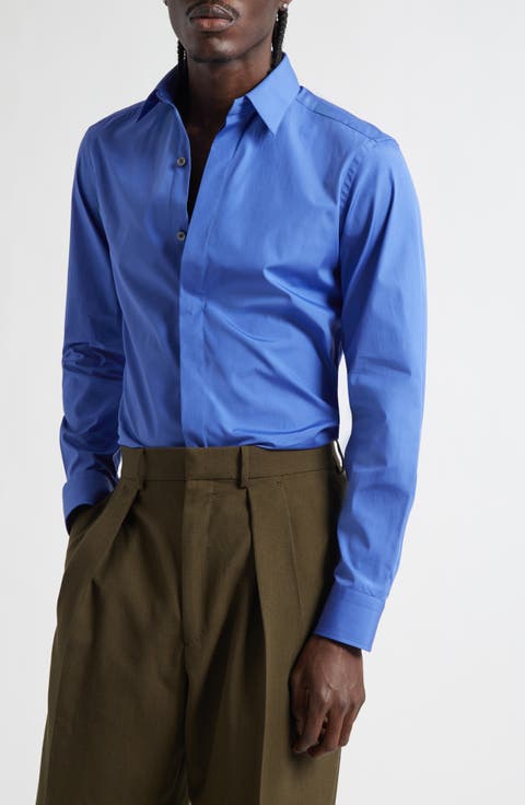 Cotton Poplin Button-Up Shirt