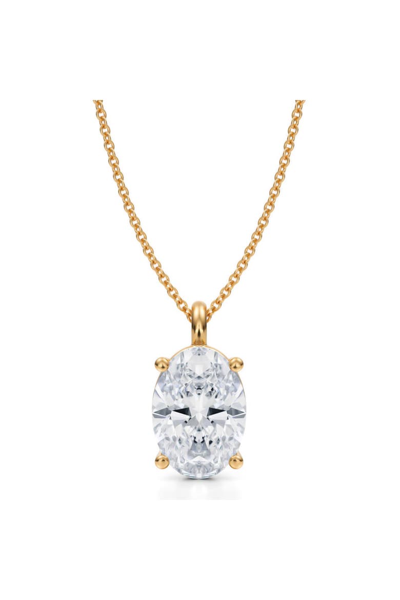 Radiant Solitaire Lab Diamond Pendant Necklace 14K White Gold, Main, color, White Gold
