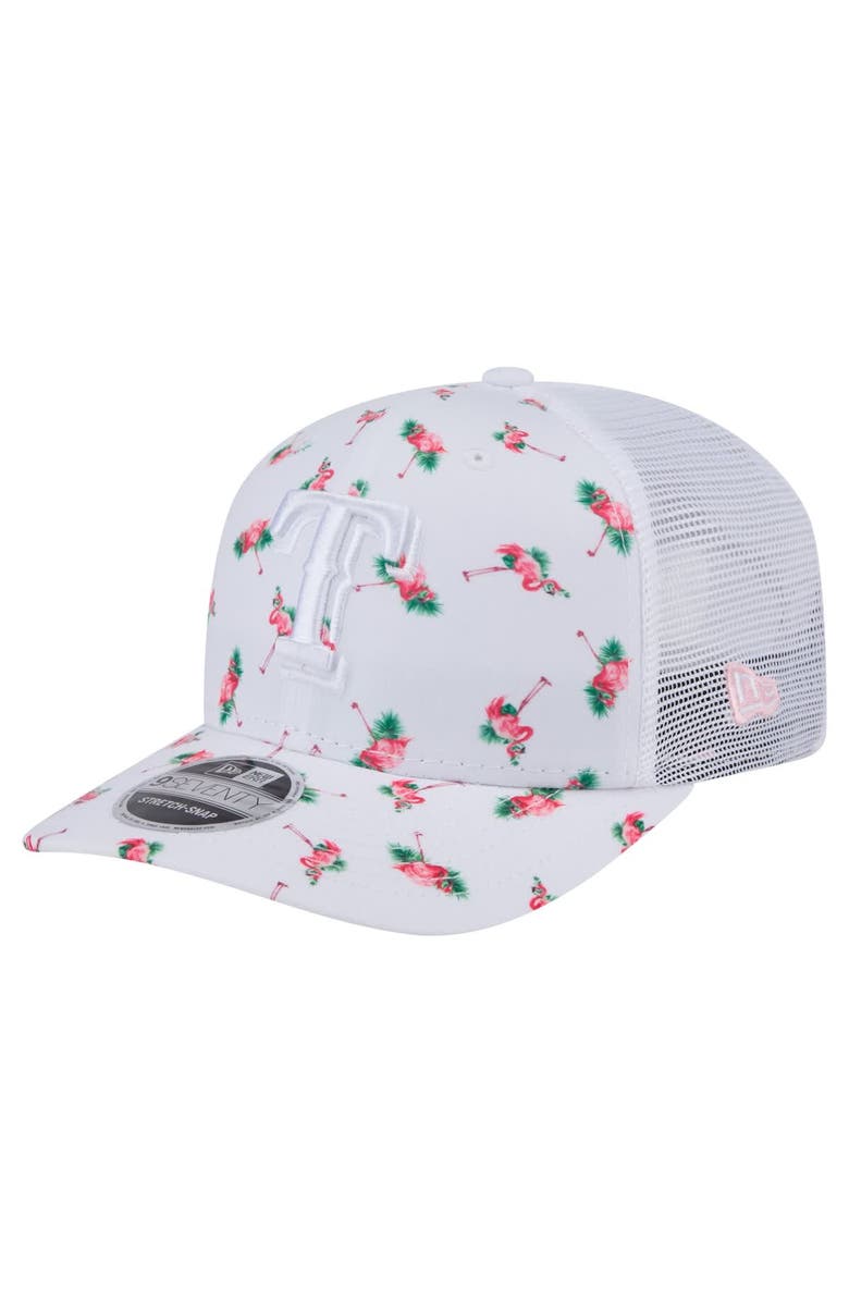 New Era Men's New Era White Texas Rangers Flamingo Mesh Back 9SEVENTY Stretch-Snap Hat, Main, color, White