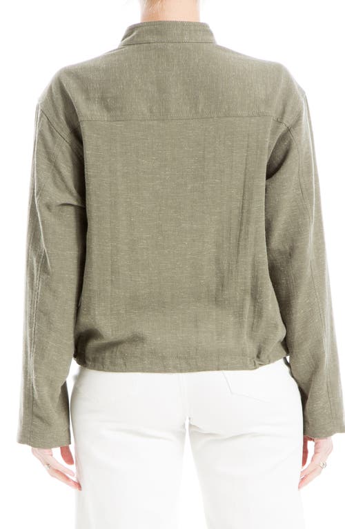 Max Studio Space Dye Crop Utility Jacket In Olive