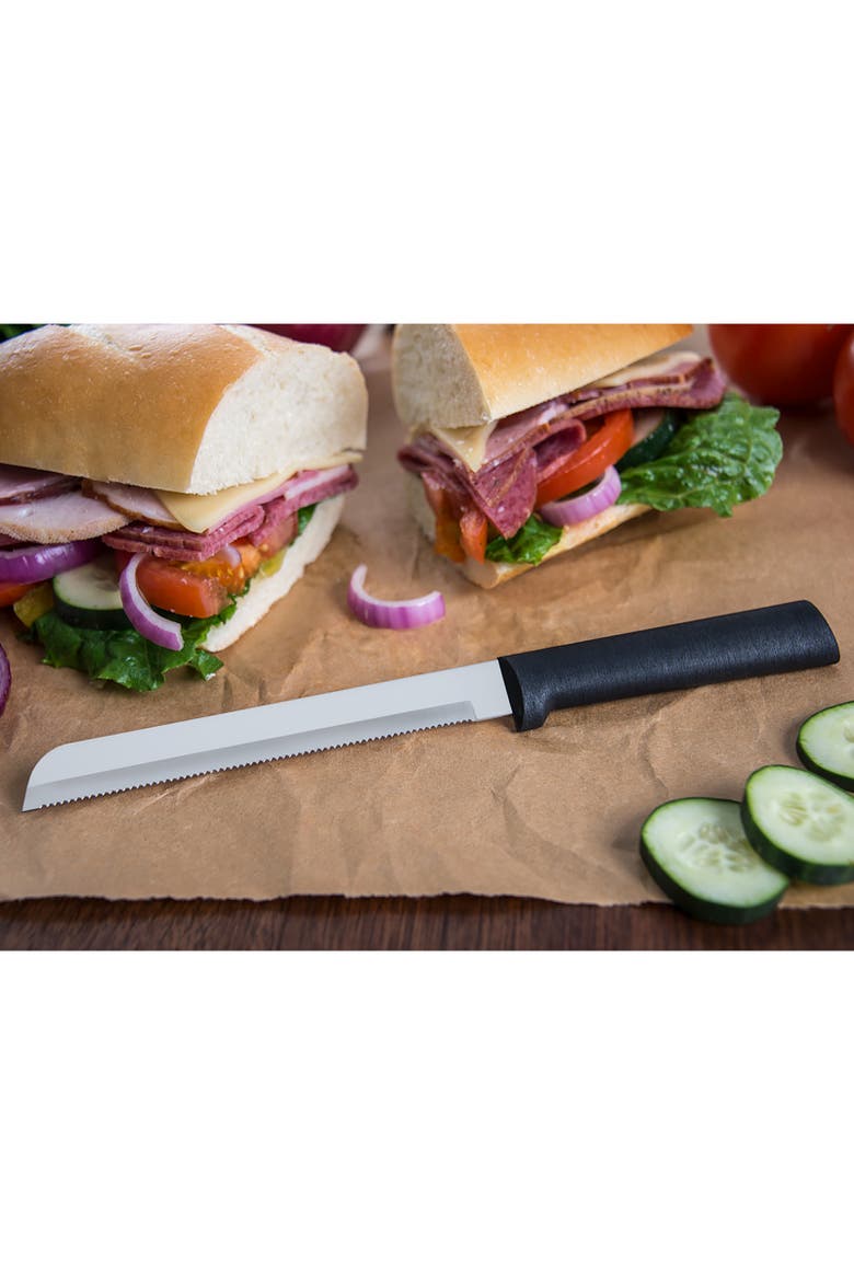 Cutlery 6-Inch Bread Knife Stainless Steel Serrated Blade, Alternate, color, Black