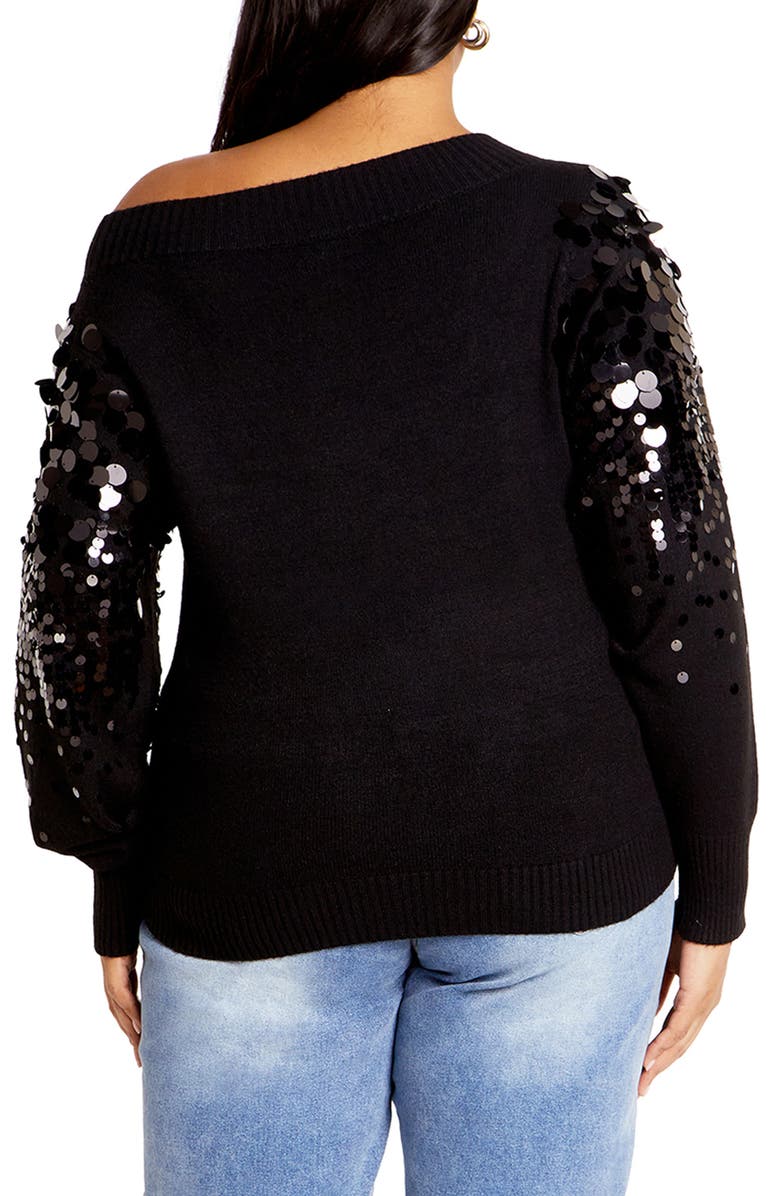 City Chic Braylin Embellished Sweater, Alternate, color, Black