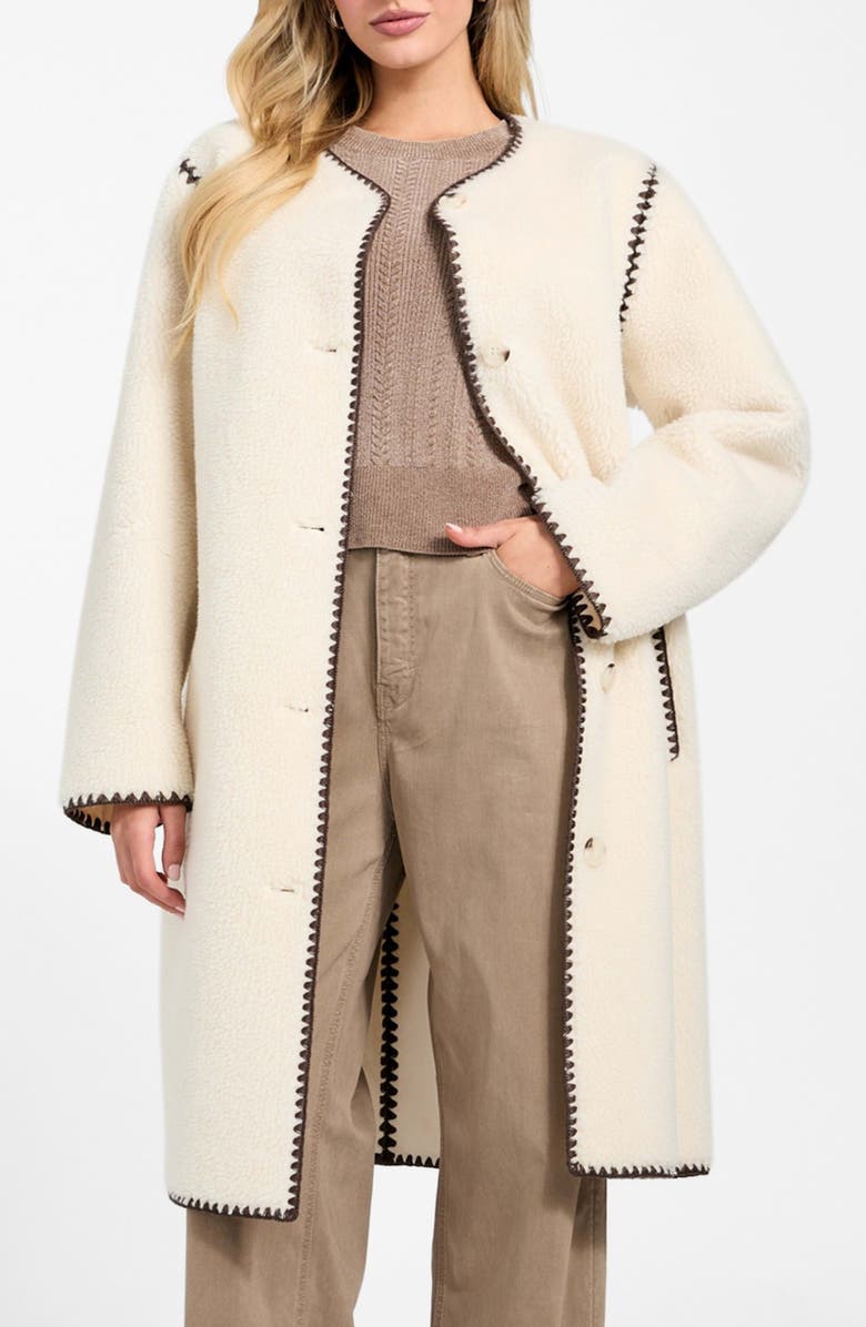 GUESS Mia Fleece Jacket, Alternate, color, White