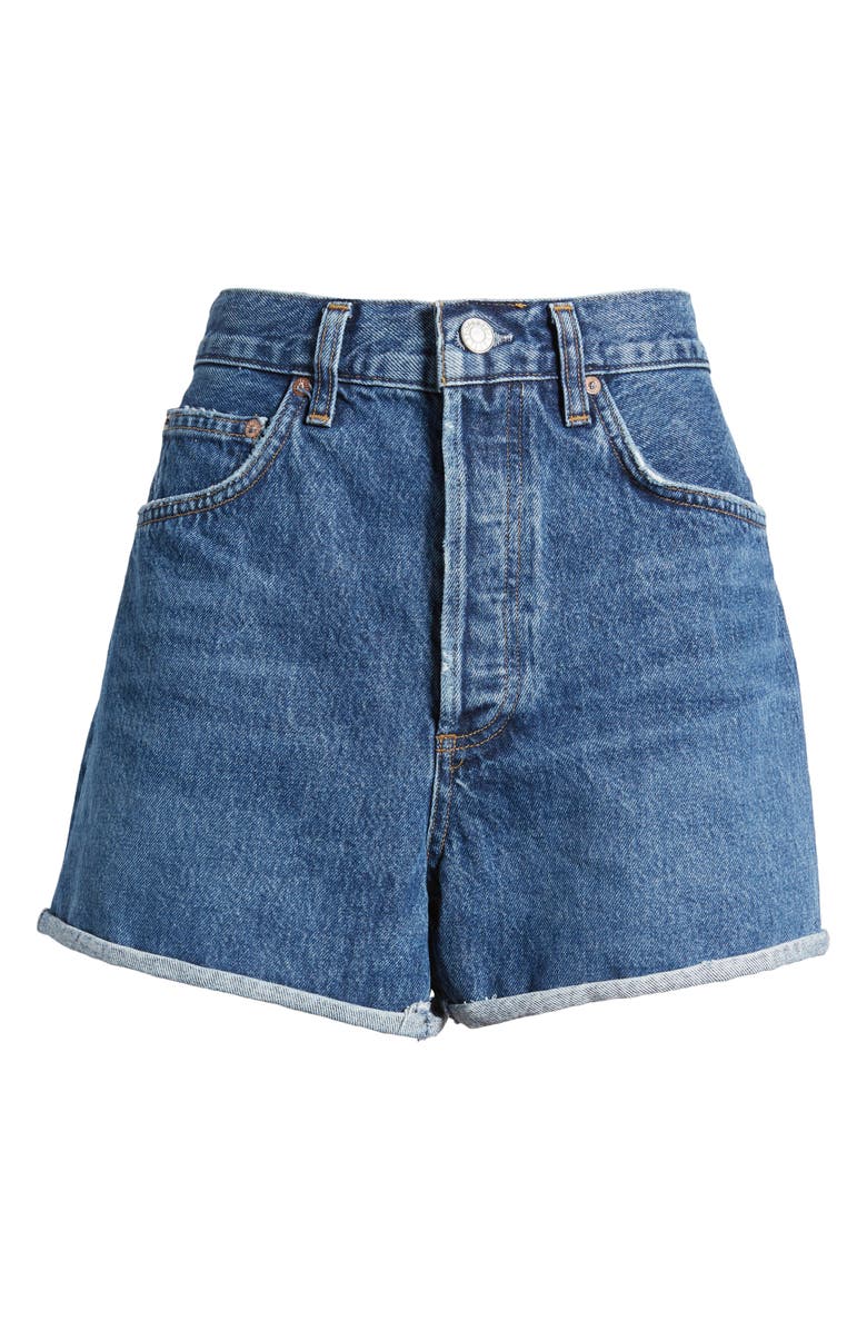 AGOLDE Dee High Waist Roll Cuff Denim Shorts, Alternate, color, 