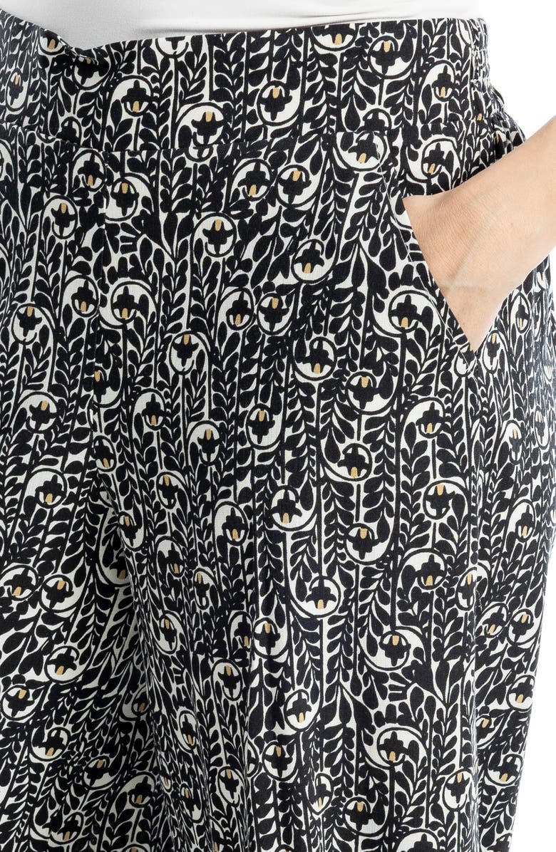 MAX STUDIO Wide Leg Pull-On Crop Pants, Alternate, color, Cream/ Black Whispering Cloves