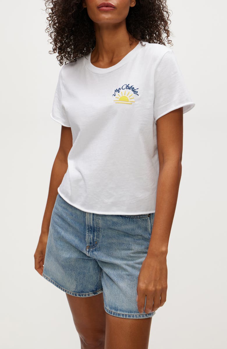 Michael Stars Sunshine Embroidered Cotton T-Shirt, Main, color,