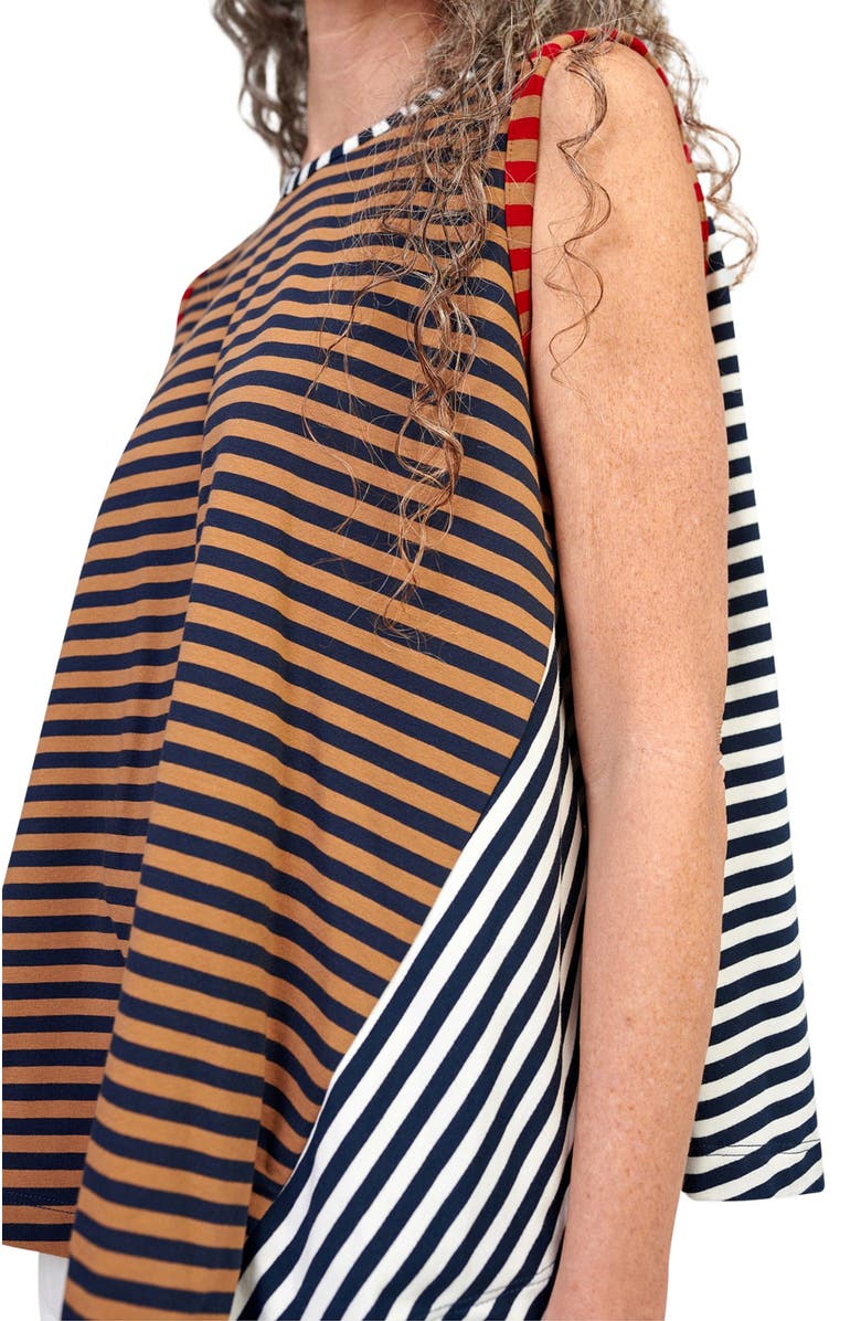 Alembika Mixed stripes sleeveless top with asymmetric hem, Alternate, color,