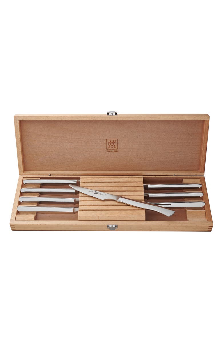 ZWILLING 8-Piece Stainless Steel Serrated Steak Knife Set, Alternate, color, NO COLOR