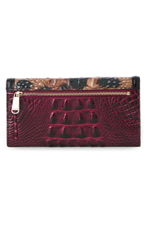 Brahmin Cordelia Croc Embossed Leather Trifold Wallet In Burgundy