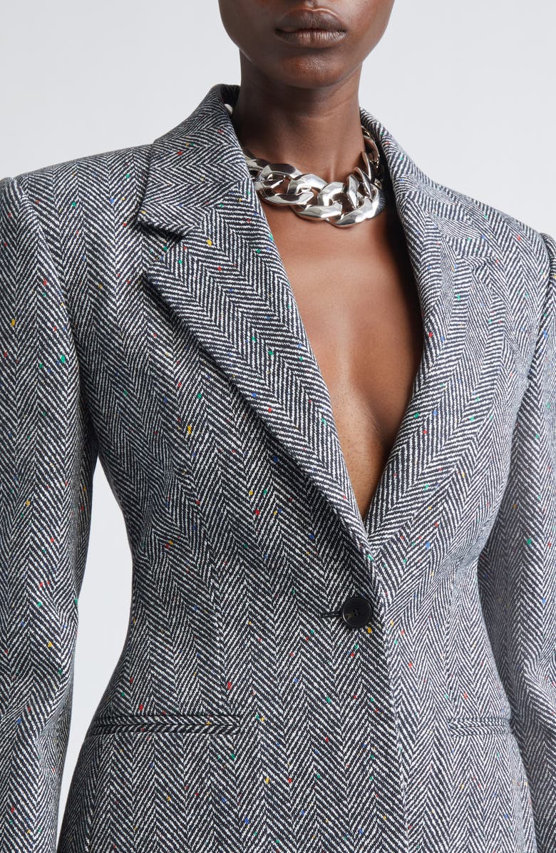Givenchy Single Breasted Herringbone Blazer, Alternate, color, Black/ White
