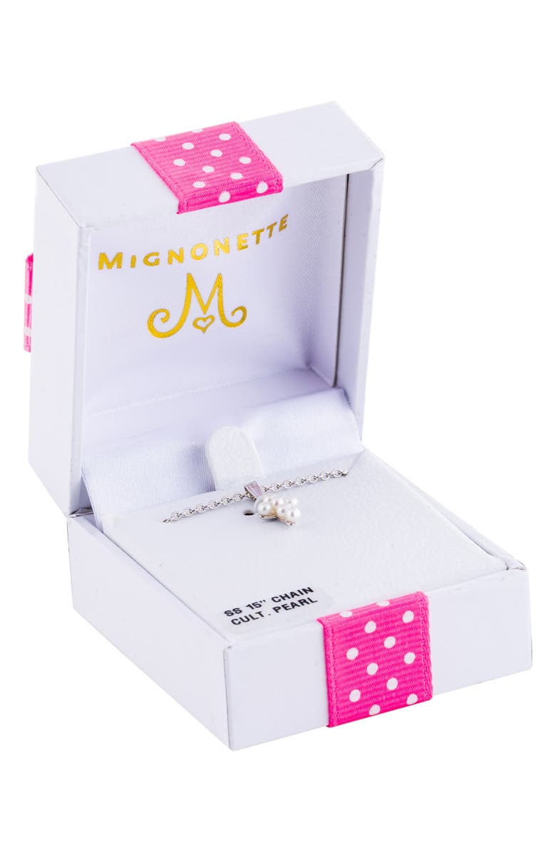 Mignonette Cultured Pearl Cross Pendant Necklace, Alternate, color, Silver