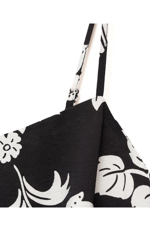Mango Frill Print Belted Cotton Sundress In Black