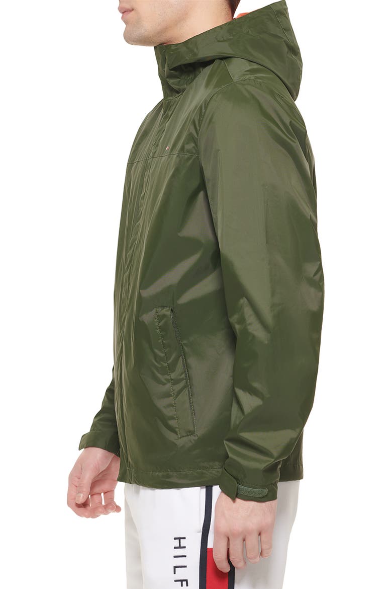 Nylon Rain Hoodie Jacket, Alternate, color, OLIVE