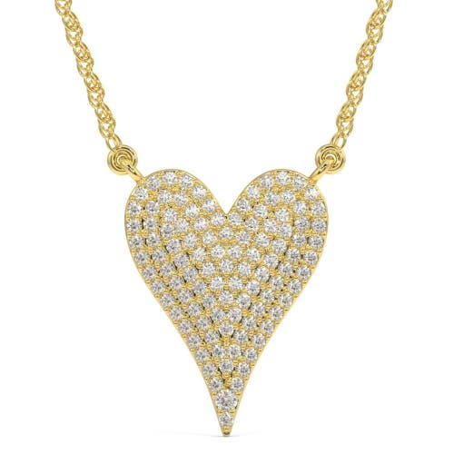 Bliss Diamond 1ct Heart Shape Natural Diamond Pave Pendant In Yellow Gold