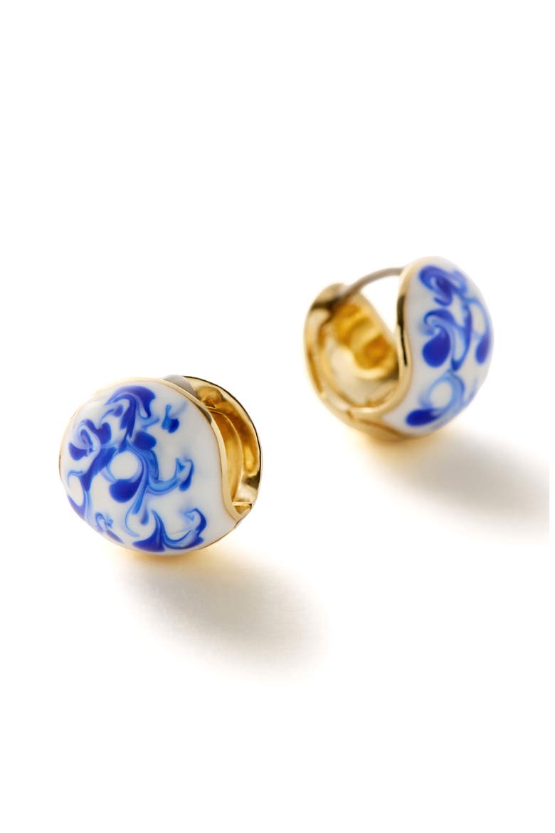 Statement Earrings - Mini Abby Marble Blue, Alternate, color, Marble Blue/ Gold