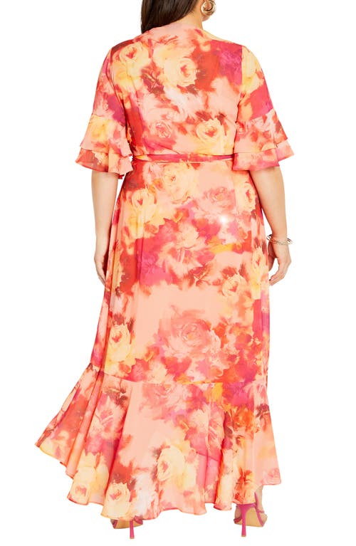 City Chic Sierra Wrap Maxi Dress In Multi