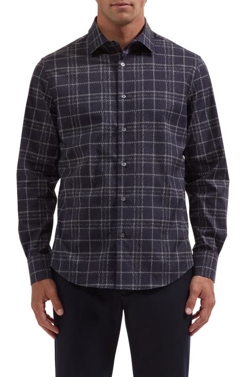 Julian Shaped Fit Plaid Stretch Button-Up Shirt