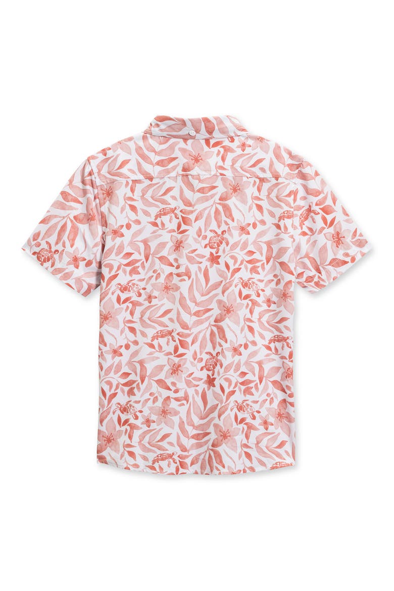Kids' Turtle Floral 4-Way Stretch Short Sleeve Button-Down Shirt, Alternate, color, ORANGE