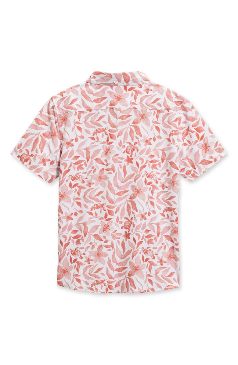 Vintage Summer Kids' Turtle Floral 4-Way Stretch Short Sleeve Button-Down Shirt, Alternate, color, Orange