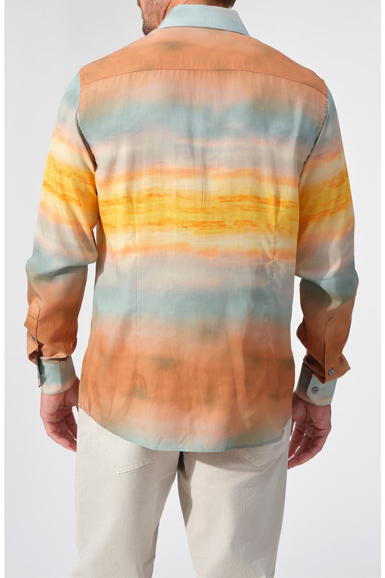 Horizon Fade Print Lyocell Shirt, Alternate, color, RUST